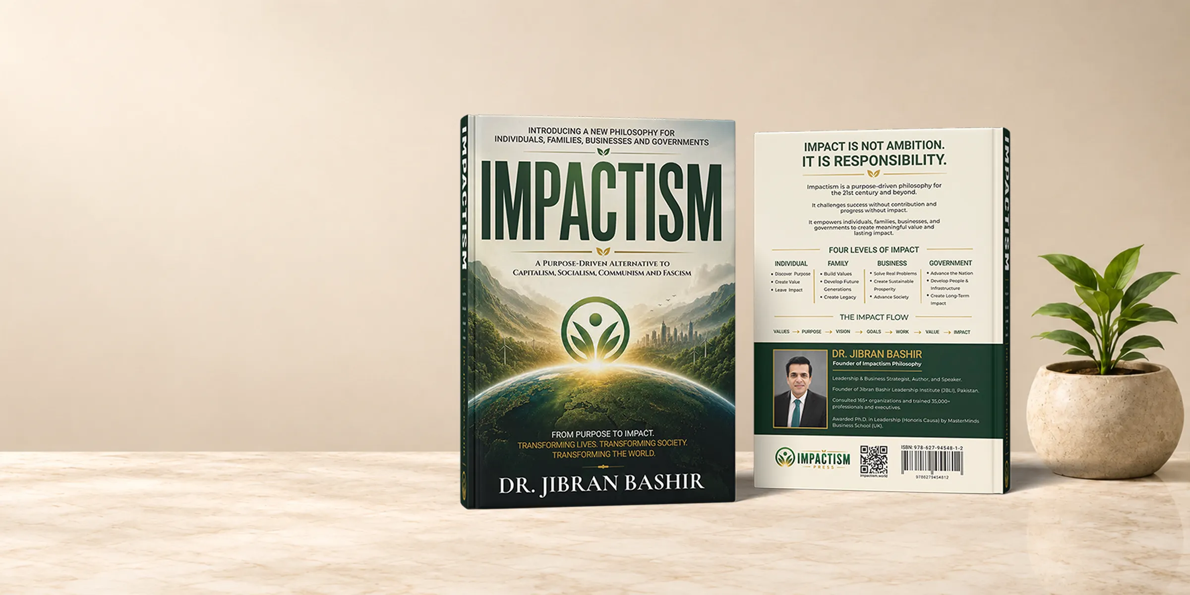 Impactism book front and back cover product presentation